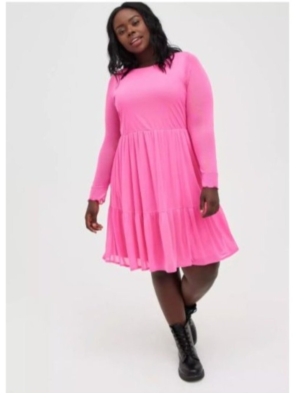 Torrid 2 Womens Ruffle Tiered  Dress Mesh Pink size 2X plus